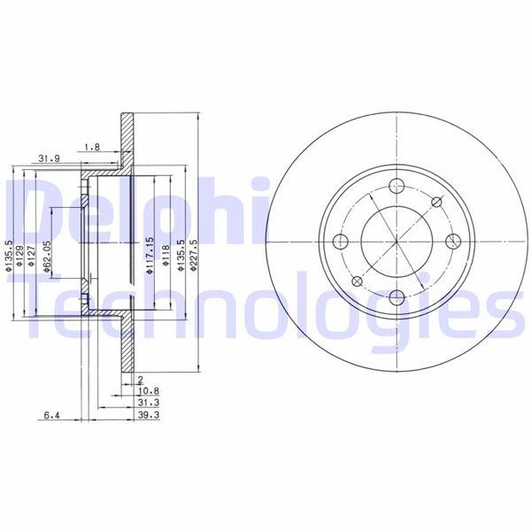 ÖN FREN AYNASI M131 1600 (227x10.8x4DL) - DELPHI - OEM 4208311