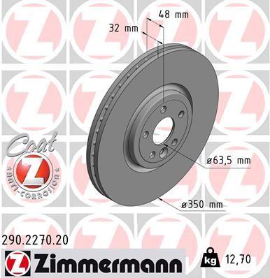 FREN DISKI ON 18" LAND ROVER RANGE ROVER VELAR L560 . JAGUAR F-PACE X761 XE X760 XF X260 - ZIMMERMANN - OEM LR090685