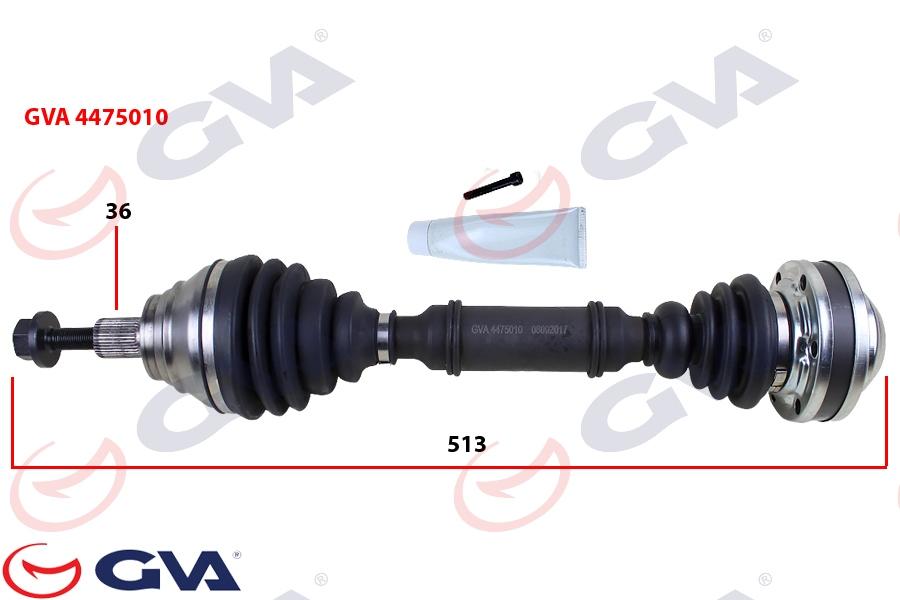 KOMPLE AKS SOL CADDY III 1.9 TDI (04-10) (BJB) (513mm) - GVA - OEM 2K0407271E