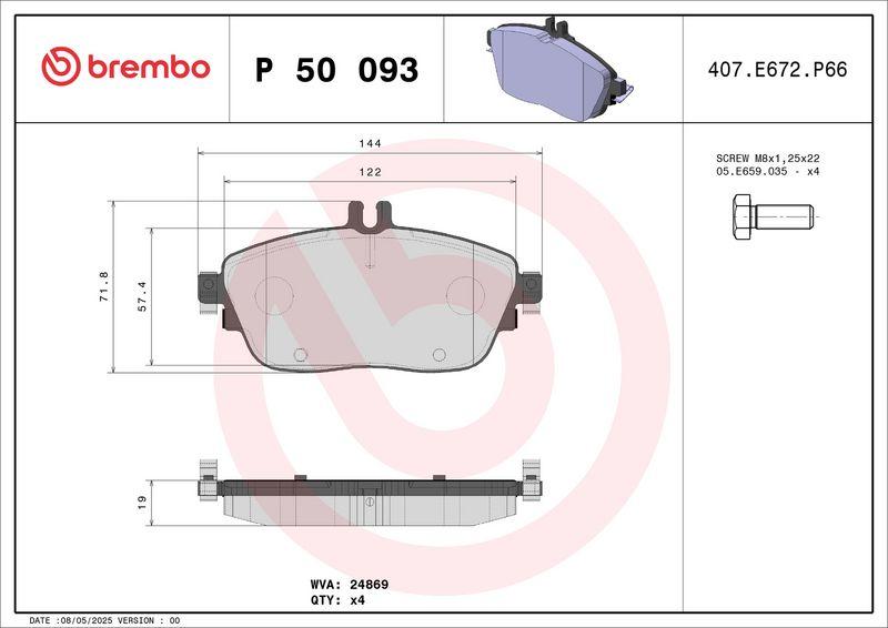 FREN BALATASI ON MERCEDES W176 W246 C117 X117 X156 - BREMBO - OEM A0004209104