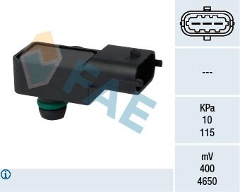 EMME MANİFOLD BASINÇ (MAP) SENSÖRÜ CORSA D-AGILA 1.0-1.2-1.4 06> VECTRA C 2.8 V6 05> - FAE - OEM 24420587