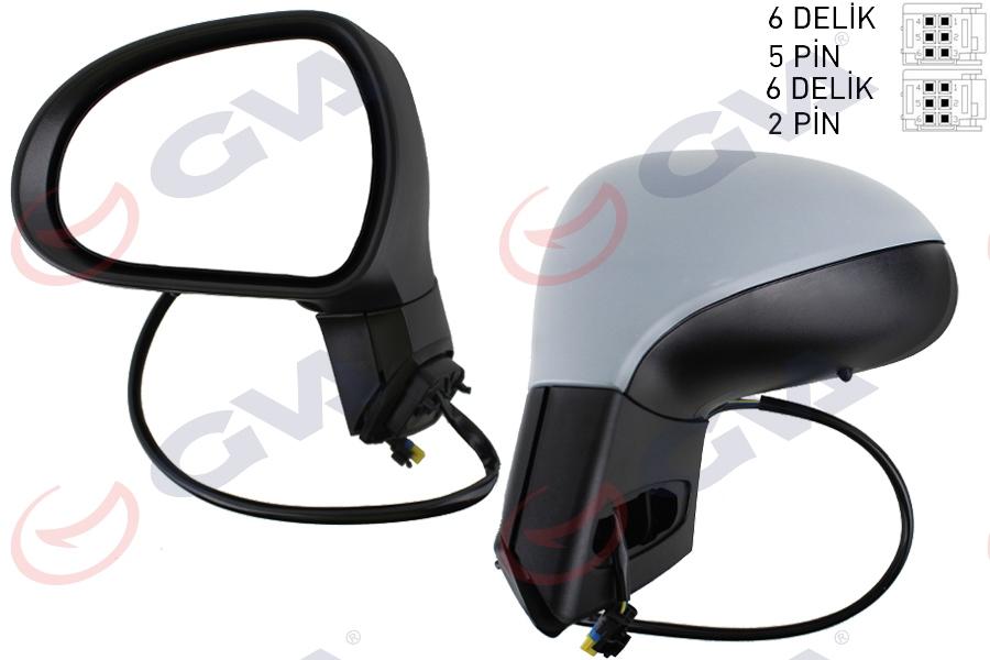 DIŞ DİKİZ AYNASI SOL 207 06> ELEKTRİKLİ+ISITMALI+SİNYALLİ+ASTARLI+KONVEKS VM-6207EHPL - GVA - OEM 8149.ZG