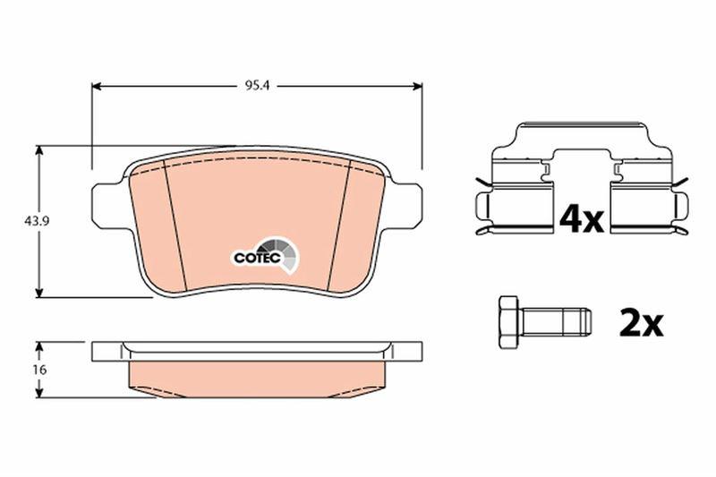 ARKA FREN BALATASI KANGOO III-MERCEDES CITAN 1.5/1.6 - TRW - OEM A4154210410