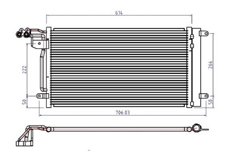 KLİMA KONDENSERİ IBIZA V-POLO 09>FABIA 10>1.2-1.2TSI-1.4-1.2TDI-1.6TDI (615x334x16) - ORIS - OEM 6R0820411D
