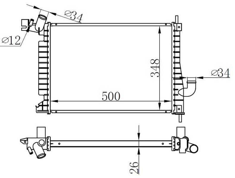 MOTOR SU RADYATORU BRAZING VECTRA B 2.0 DTI 16V MANUEL SANZUMAN 500×348X26 *** - ORIS - OEM 1300178