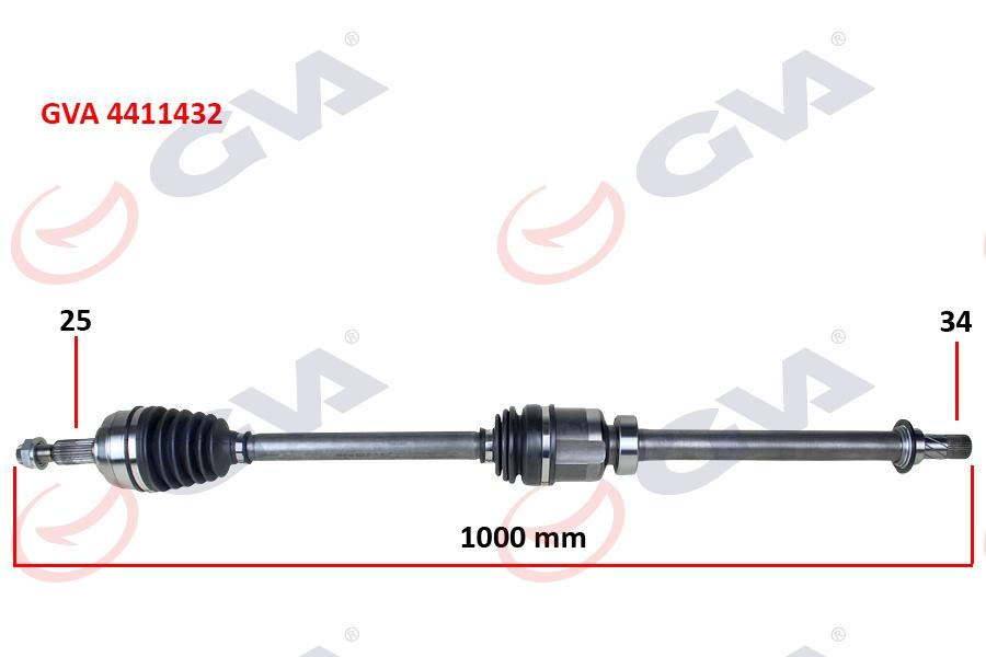 KOMPLE AKS SAĞ MEGANE IV 1.5DCI (16-) (EURO6) (A-T) (1000mm) - GVA - OEM 391001137R
