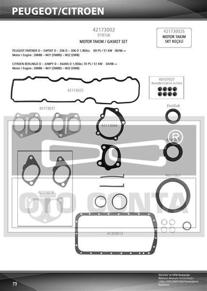 MOTOR TAKIM CONTASI SKC`siz P206-P306-PARTNER-BERLINGO 1.9 DW8 (VİTON KEÇELİ) - OTOCONTA - OEM 0197X6