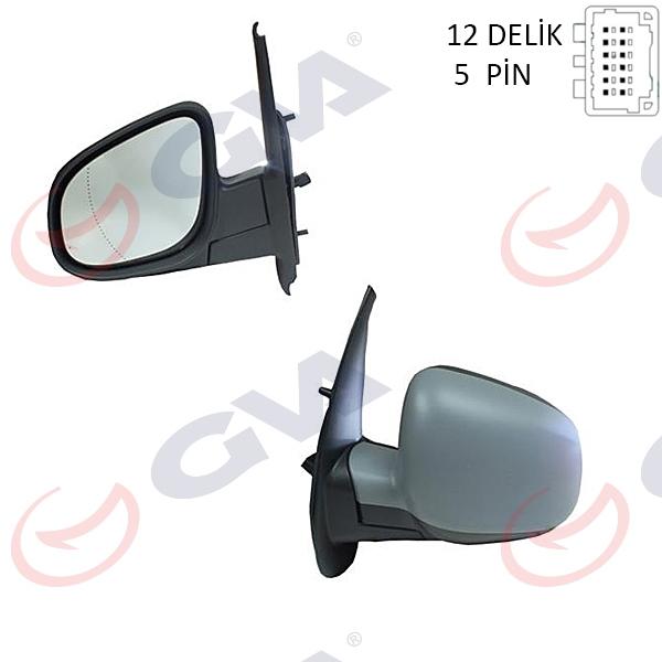 DIŞ DİKİZ AYNASI SOL KANGOO-CITAN 13> ELEKTRİKLİ+ISITMALI+ASTARLI+ASFERİK 5 FİŞ VM-6132EHPAL - GVA - OEM 963027201R