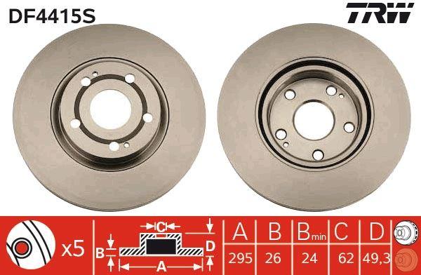 ON FREN DISKI AYNASI AVENSIS 2.2- 03>COROLLA VERSO 1.6-1.8-2.0D-2.2D 04> 295×26x5DLxHAVALI - TRW - OEM 435120F010