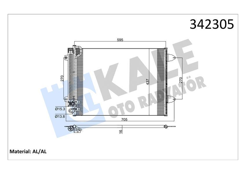KLİMA KONDENSERİ PASSAT 05>(577x439x16)(AL/BRZ) - KALE - OEM 3C0820411C
