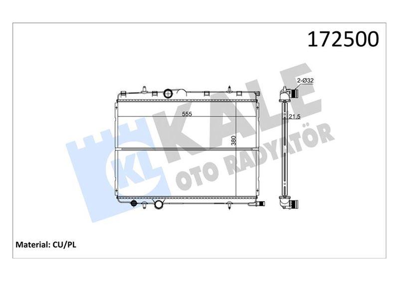SU RADYATÖRÜ P. 206 206+ 206 CC 206 SW 307 307 CC 307 308 I 2008 I - CITROEN C4 BERLINGO XSARA 1.4/2 TAHLİYELİ> (MEKANİK) (23MM) - KALE - OEM 9835996080