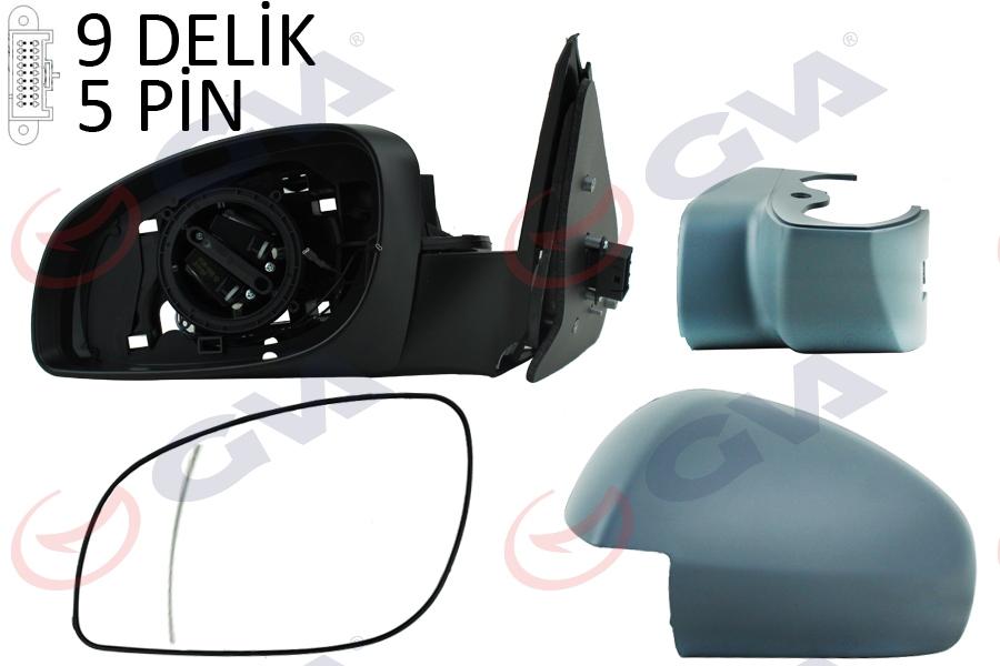DIŞ DİKİZ AYNASI SOL VECTRA C 03> ELEKTRİKLİ+ISITMALI+ASTARLI+ASFERİK 5 FİŞ VM-966EHPAL - GVA - OEM 6428264