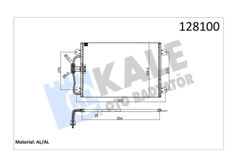 KLİMA KONDENSERİ MGN I (96-03) 1.4-1.6-2.0-1.9D (545x391x16) - KALE - OEM 7700425843