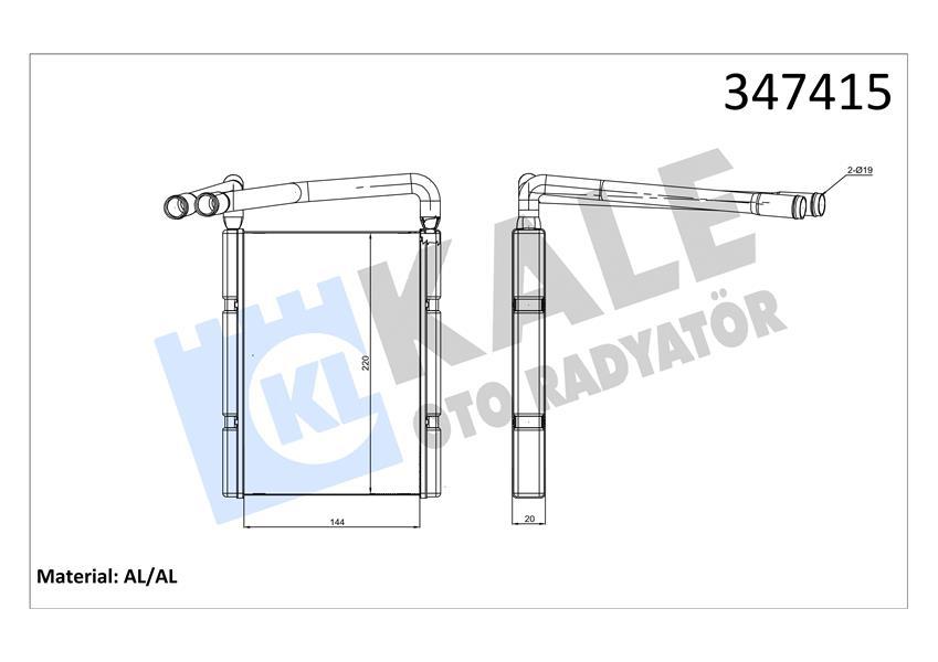 KALORIFER RADYATORU HYUNDAI ACCENT III ACCENT SEDAN 05>10 ACCENT ERA 06> (AL/BRAZING) - KALE RADYATOR - OEM 971381G000