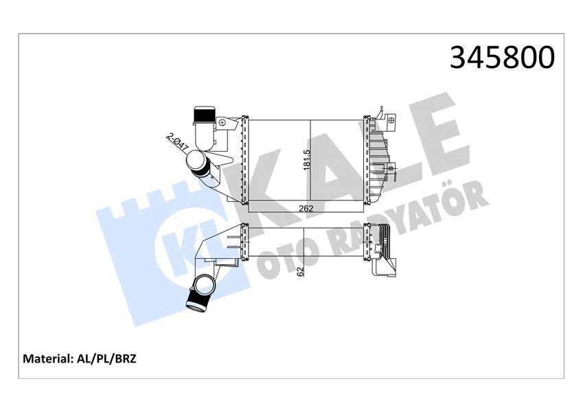 TURBO RADYATÖRÜ (INTERCOOLER) ASTRA H-ZAFIRA (AL/PL/BRZ) (262x181.5x62) - KALE - OEM 6302072