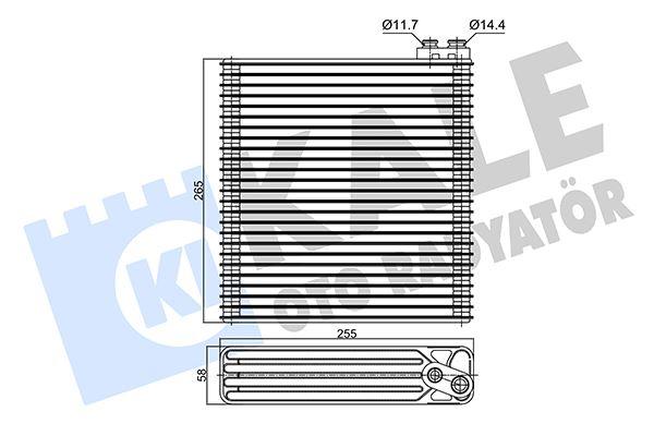 EVAPORATOR TOYOTA COROLLA 1.4-1.6 2.0D-4D (01-08) (BRAZING AL/AL) (255X265X58) - KALE - OEM 8850102060
