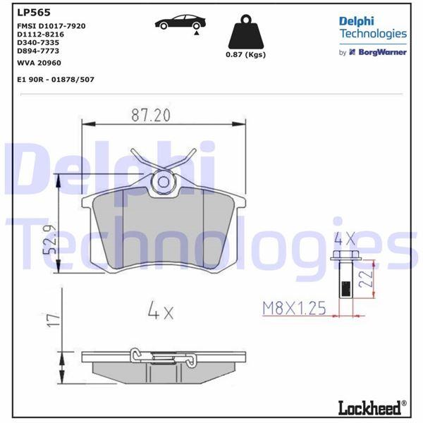 ARKA BALATA FLUENCE-MEGANE II-III-P207-P308-P307-PARTNER-BERLINGO-C2-C3-C4-CROSSLAND- BORA-PASSAT 97>GOLF IV-V-POLO (87x52,9x17) - DELPHI - OEM 1J0698451P