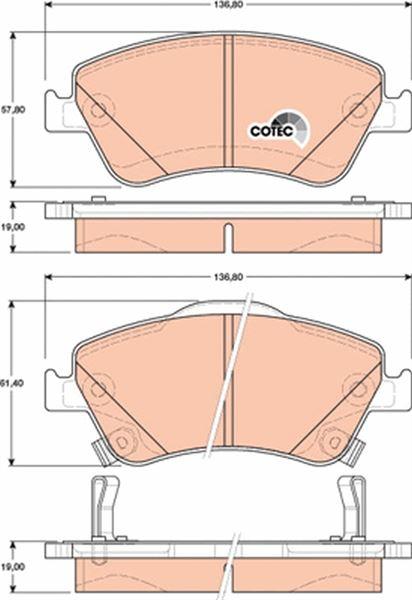 FREN BALATASI ON 136 mm TOYOTA COROLLA D4D 07- - TRW - OEM 0446502210