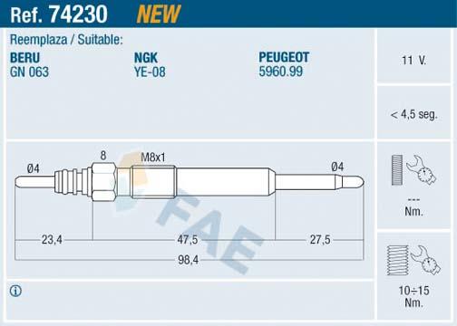 KIZDIRMA BUJİSİ P407-P607-P807-P4007 2.2 HDI C5-C6-C8 2.2 HDI 06> GALAXY-MONDEO IV 2.2 TDCI 11V FREELANDER 2 L359 2.2 TD4 JAGUAR X-TYPE I (X400) 2.2 D - FAE - OEM 5960.G6