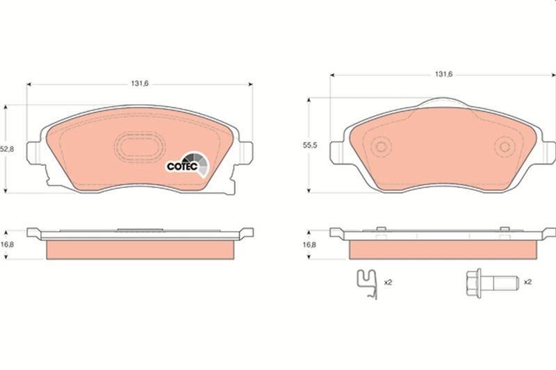 ÖN BALATA COMBO C-CORSA C 1.3-1.7 CDTI 01=> MERIVA 03=> TIGRA 04=> - TRW - OEM 1605081