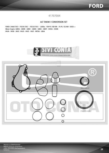 ALT TAKIM CONTASI PARTNER-BERLINGO-206-207-FIESTA 1.6HDI 16V(DV6ATED4-DV6B)(TEFLON KEÇ+SKC`SİZ+SIVI) - OTOCONTA - OEM 0209.AJ