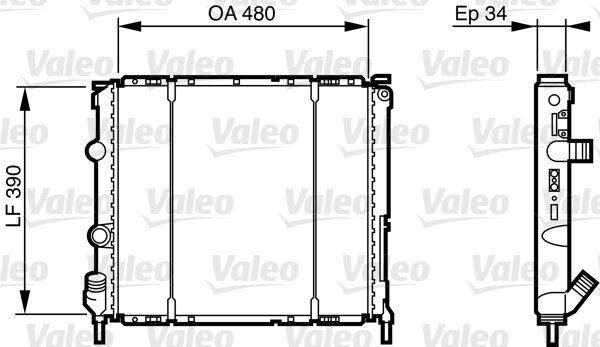 RADYATOR (480X390X34) CLIO II 98> KANGOO 98-03 (AC+MEK) - VALEO - OEM 7700417175
