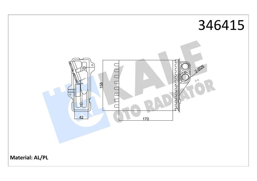 KALORİFER RADYATÖRÜ LOGAN 05>DUSTER 10>SANDERO 10> (170x158) - KALE - OEM 6001547484