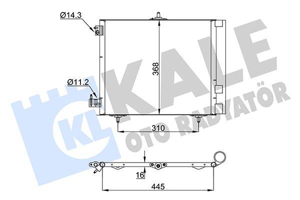 KONDENSER P207-P208-P1007-P2008 05=>-C2-C3-C3 II 03>DS 3 14> 1.4 1.6HDI KURUTUCU İLE AL/AL(420X371X16) - KALE - OEM 6455.JF