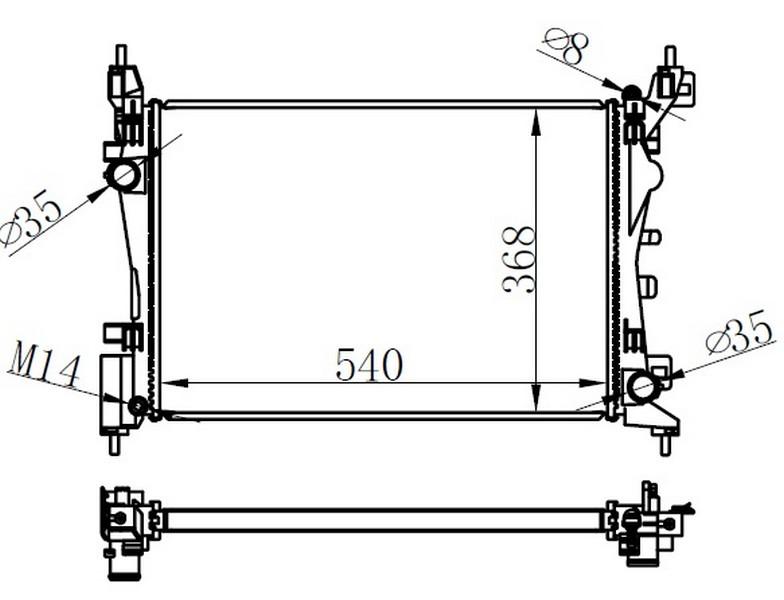 MOTOR SU RADYATORU BRAZING NEMO 08>BIPPER 08>FIORINO 08> 1.4 MANUEL SANZUMAN  540×368X18 - ORIS - OEM 51790774