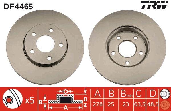 ON FREN AYNASI DISK FOCUS III 11> FOCUS II 04>11 C MAX 03>07 VOLVO C30 06>12 C70 II 06>13 S40 II 04>12 V50 05>12 (278x25x5DLxHVLI) - TRW - OEM AV611125BB
