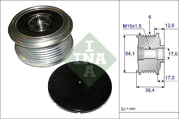ALTERNATÖR KASNAĞI (RULMANLI) FIESTA V (01-10)-FUSION (02-05) 1.4 TDCI-MADA 2 1.4 CD 03=> (6 KANAL) - INA - OEM 2S6T10300
