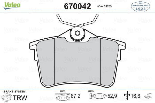 FREN BALATASI ARKA P308 07> PARTNER 08> PARTNER TEPEE 08> BERLINGO 08> - VALEO - OEM 4254-29
