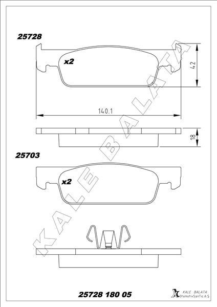 ÖN FREN BALATA RENAULT CLIO IV 12> DACIA LOGAN II 12> SANDERO II 12> - KALE - OEM 410602581R