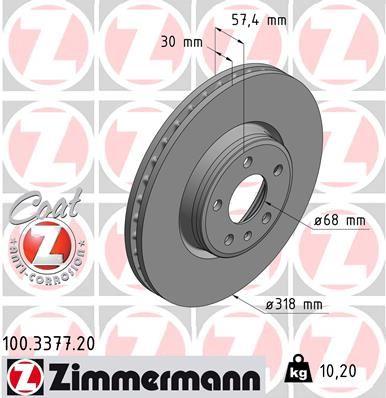 FREN DİSKİ ÖN AUDI A4-A5 2015=> 0986479E49-DF6950S - ZIMMERMANN - OEM 80A615301E