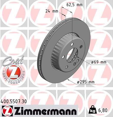 FREN DISKI ON MERCEDES C-CLASS W205 S205 C205 A205 — ZIMMERMANN 400.5507.30 - ZIMMERMANN - OEM A0004212412