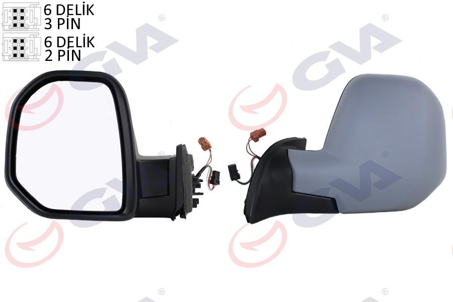 DIŞ DİKİZ AYNASI SOL BERLINGO-PARTNER 08> ELEKTRİKLİ+ISITMALI+ASTARLI+KONVEKS VM-6118EHPL - GVA - OEM 8153.TR