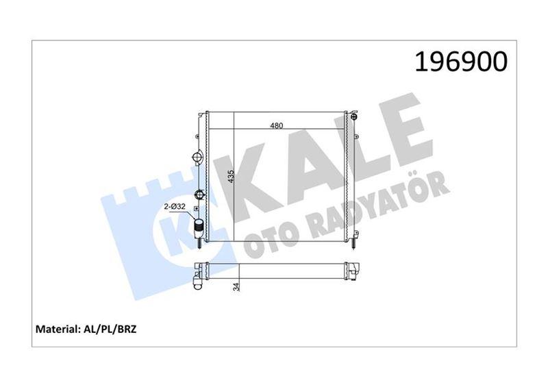 SU RADYATORU 479×442X34 BRAZING RENAULT KANGOO 1.5DCI 1.9D EXPRESS 1.9 97 03 MT NAC MEKANIK VERSIYONU KL363965 - KALE - OEM 7700312858