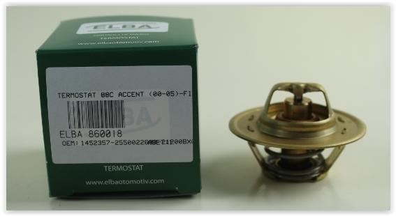 TERMOSTAT (88 °C) HYUNDAI ACCENT 1,3L G4EA enjeksiyonlu 01-> / GETZ 1,3L G4EA 02-05 / FORD FIESTA (89-95) / NISSAN MICRA K12 03-10 / NOTE E11 06-> - ELBA - OEM 1452357