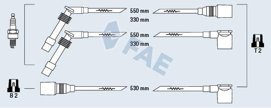 BUJİ KABLOSU TAKIMI ASTRA F 91>98 VECTRA A 88>95 1.8-2.0İ (18SV-C18NZ-20NE-C20NE) VECTRA B 1.6 16LZ2 - FAE - OEM 90510854