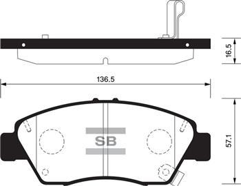 ÖN FREN BALATA BÜYÜK TİP HONDA CIVIC 1.6L B16A2 VTEC 16v 160hp 96-98 / 1.4L D14 3 kapı - hatchback 01-05 (kalınlık : 16.50 mm) - SANGSIN - OEM 45022SR3V11