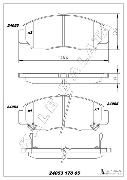 ÖN FREN BALATA HONDA CIVIC 1.6L R16A2 R16B2 VTEC sedan (FD6 FB7 kasa) 06-16 / 1.8L R18A2 (FD7 kasa) 06-12 - KALE - OEM 45022SNBE00