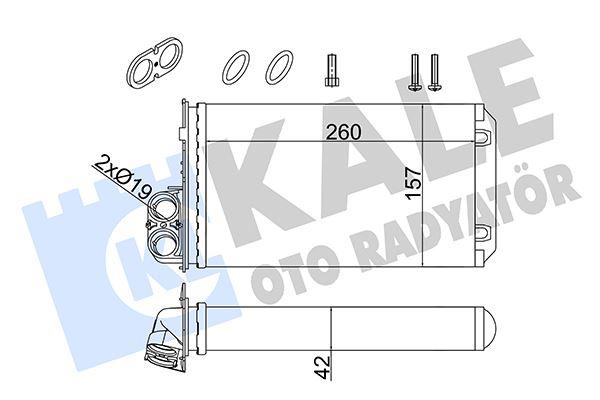 KALORİFER RENAULT TRAFIC II-OPEL VIVARO A-NISSAN PRIMASTAR 1.9/2.0/2.5DCI 01=> (CONTA İLAVELİ) AL/MKNK 260X157X42 93198689 - KALE - OEM 271157059R