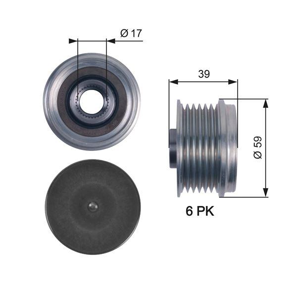 ŞARJ DİNAMO (ALTERNATÖR) KASNAĞI ASTRA H-CORSA C-D-COMBOC-D-MERIVA-TIGRA-DOBLO-FIORINO-PUNTO-PALIO- 1.0-1.2-1.4-1.3 CDTI - GATES - OEM 93192215