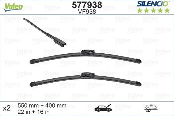 SİLENCİO VF938 (X2) (550+400MM) (ÖN) LODGY-DOKKER SİLENCİO X-TRM FLAT BLADE (MUZ TİPİ) SİLECEK BİNEK - VALEO - OEM GEN2V6_577938_BEK