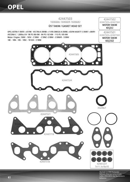 MOTOR UST TAKIM CONTASI KECELI SUBAP LASTIKLI OPEL VECTRA A ASTRA F 1.8 8V C18NV 18SEH 18NV - OTOCONTA - OEM 1606666