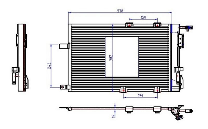 KLİMA KONDENSERİ ASTRA G-ZAFIRA 1.2 16V-1.4 16V-1.6 16V-1.8 16V-2.0 16V (554x380x16) - ORIS - OEM 1850055
