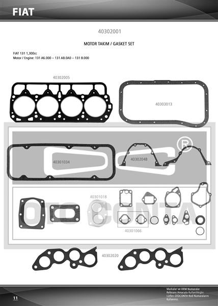 MOTOR TAKIM CONTASI KECESIZ SUBAP LASTIKSIZ FIAT M131 1.3 131 A6.000 - OTOCONTA - OEM 5880442