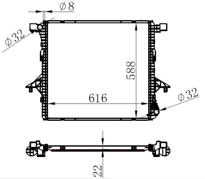 RADYATOR BRAZİNG MT(616X578X22)AMAROK 2.0 TDI 2010+ 65298 - ORIS - OEM 2H0121253A