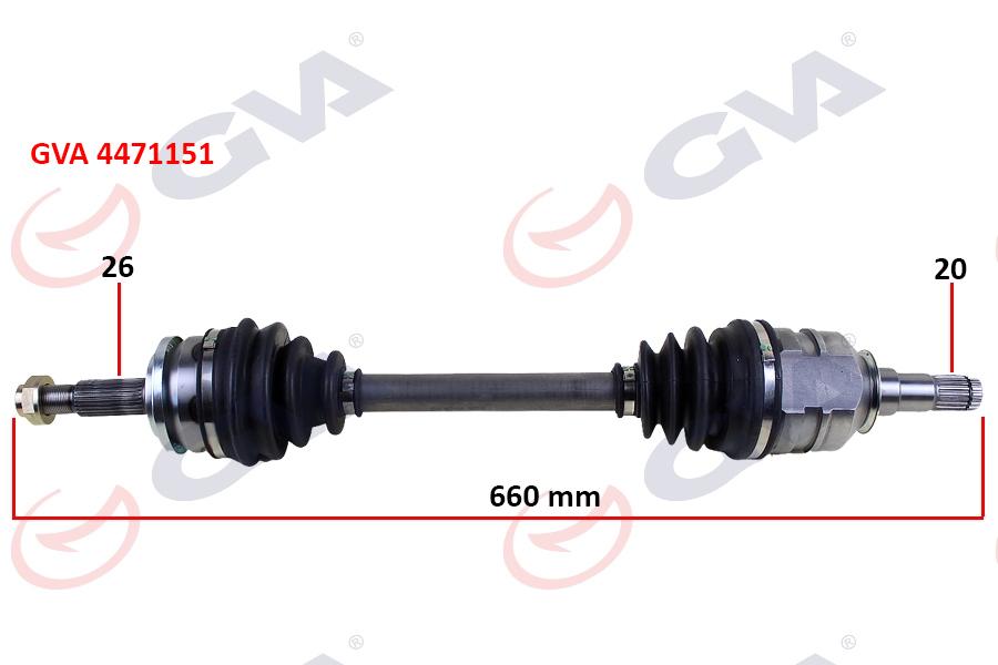 KOMPLE AKS SOL TOYOTA AURIS. COROLLA 1.4L 1NDTV NDE150 D-4D dizel 07-13 (26x20) komple boy = 660mm - GVA - OEM 4342002620