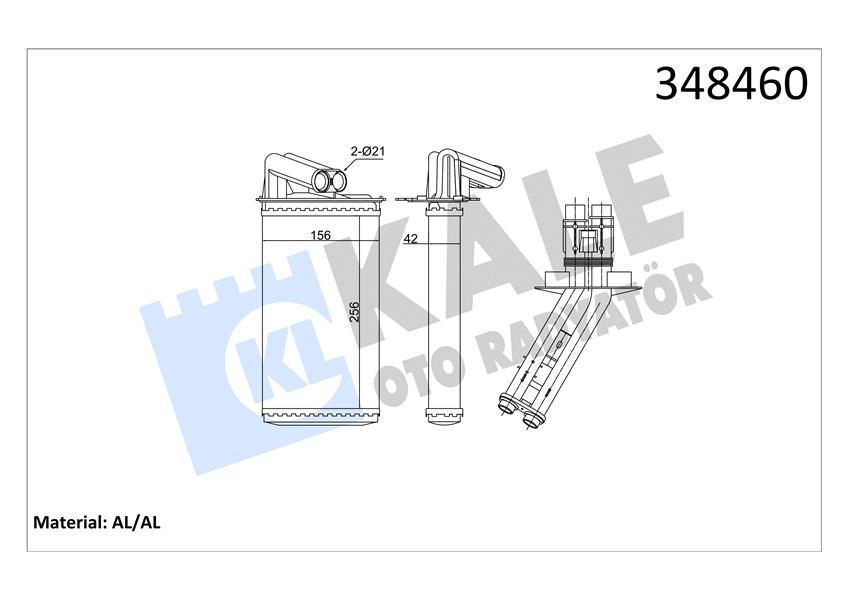 KALORIFER RADYATORU 256×156X42 MEKANIK RENAULT LAGUNA I 1.8I 1.9DCI2.0I 94- - KALE - OEM 7701038542